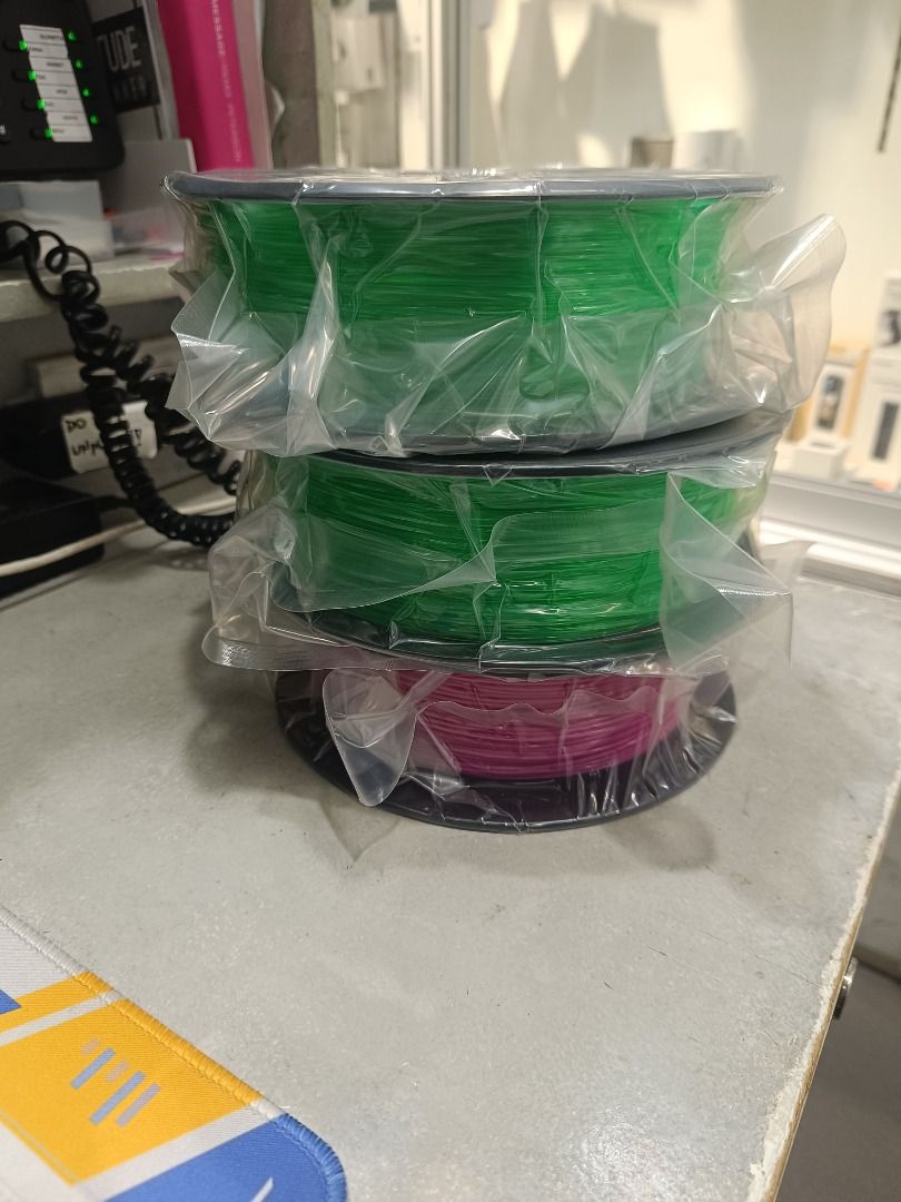 3D Printer Filament 1KG/1.75 mm. (Category: Craft Supplies & Tools) located in Paranaque City. Submitted by urbangiz_amb (Listing ID 1387571027, Image 3). Description: 3D Printer Filament 1KG/1.75 mm. 500 Each (2 Green and 1 Purple).
