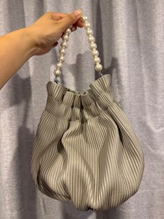 文青韓式日式灰色珍珠鏈帶小包64216903588865110