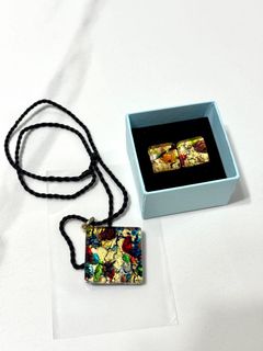 意大利手工彩色玻璃項鍊及袖口鈕扣套裝64204533281539110