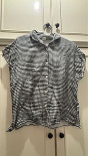 日系黑白格紋文青棉襯衫64228049578626110