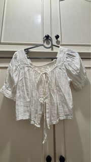 日系白色泡泡袖暗紋上衣64228049506947110