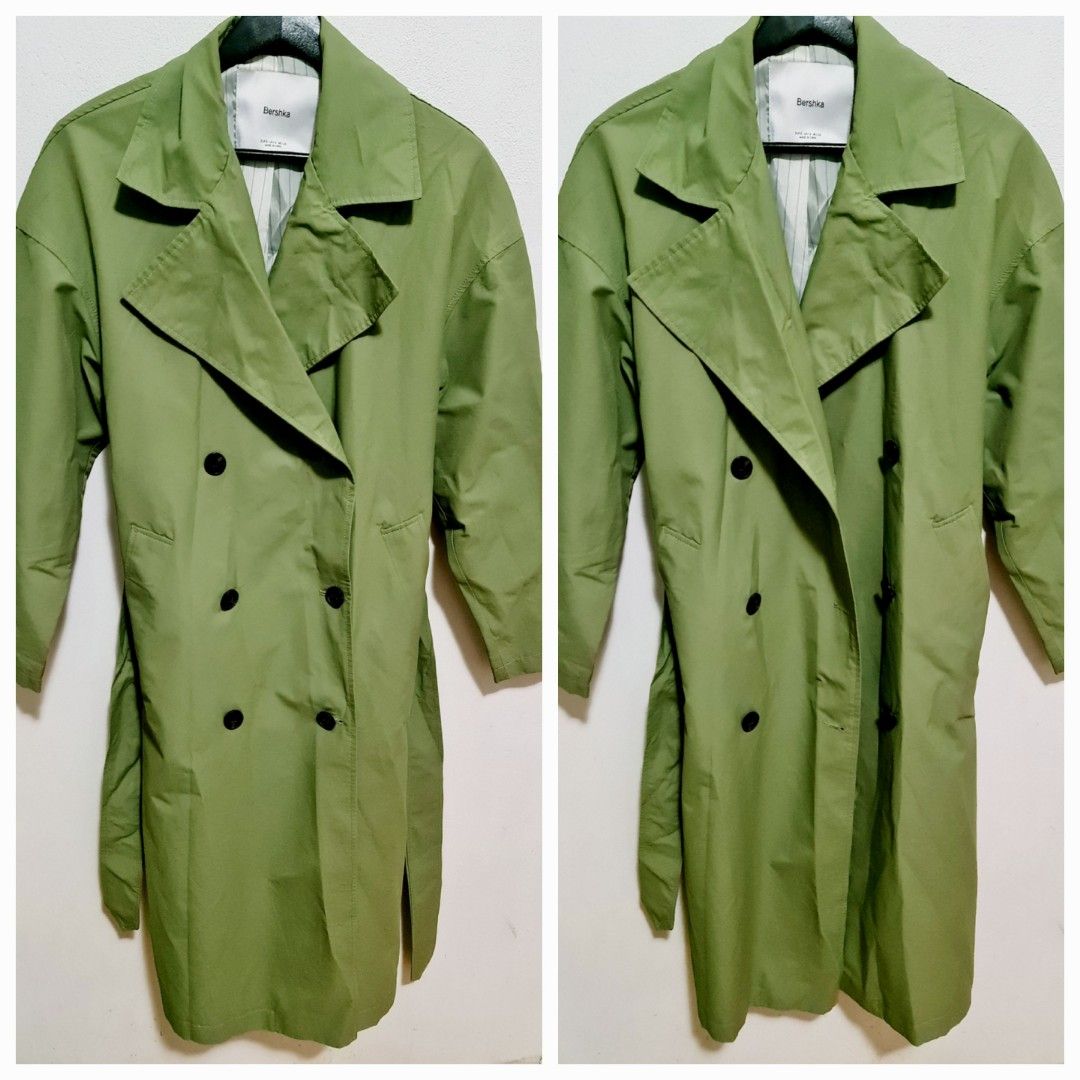 Bershka Green Trench Coat(Size S) (Category: Women's Clothes) located in Sydney. Submitted by desirably (Listing ID 1387619102, Image 1). Description: Bershka Green Trench Coat with Belt(Size S) for $80. Worn lightly&in excellent condition. Super chic&versatile with lightweight fabric - perfect to wear all year round! Pick up from Marrickville. Pls feel free to check out my other listings..