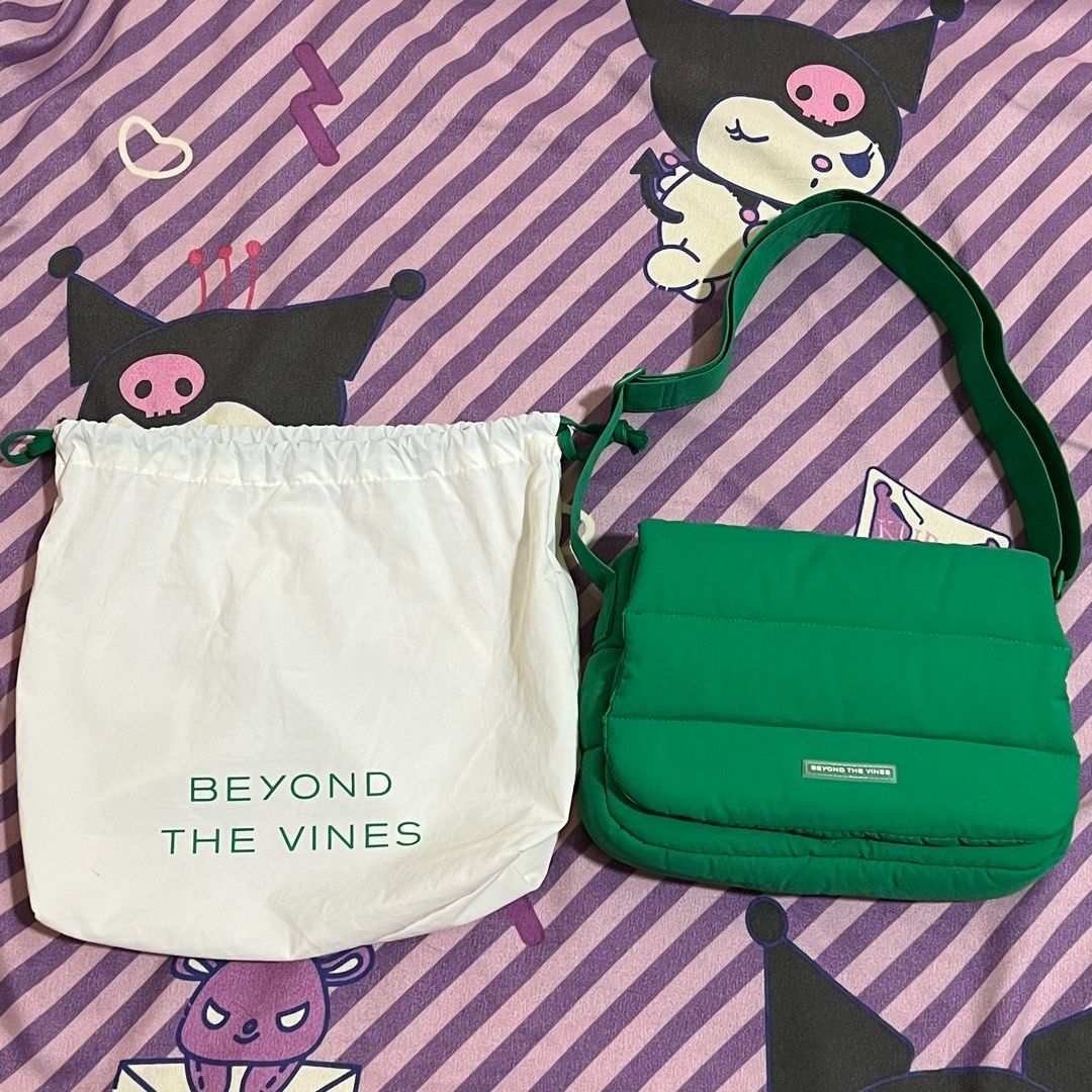BEYOND THE VINES POOFY BAG (GREEN) (Category: Cross-body Bags) located in Manila. Submitted by jujulialia (Listing ID 1387699071, Image 1). Description: •used few times only (then just left stored in the cabinet) •bag is in very good condition •nylon dust bag is included.