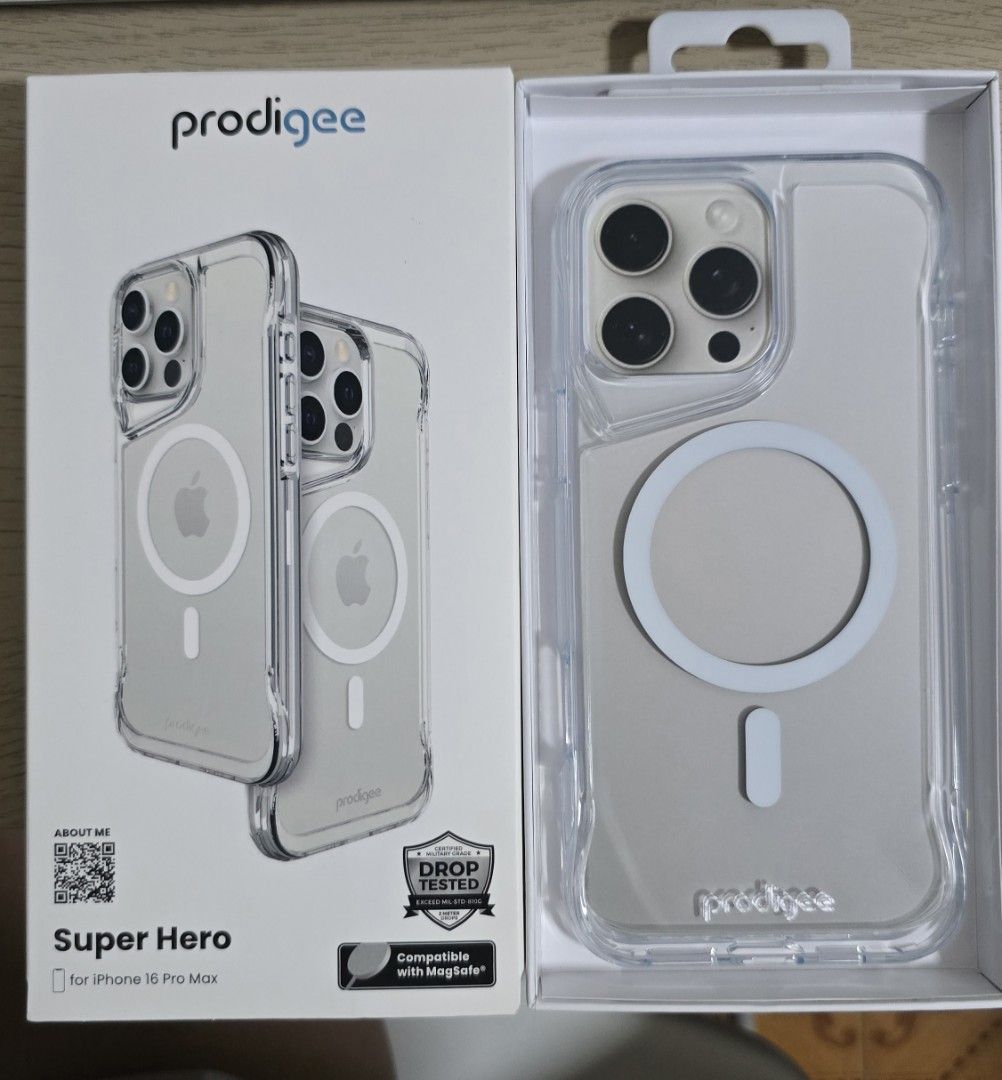 Brandnew Prodigee Super Hero Clear Case for iPhone 16 Pro Max (Category: Cases & Sleeves) located in Quezon City. Submitted by violet_08 (Listing ID 1387638978, Image 1). Description: For sale only Brandnew Prodigee Super Hero Case for iPhone 16 Pro Max Super Clear Magsafe compatible 100% authentic prodigee Unused Brandnew.