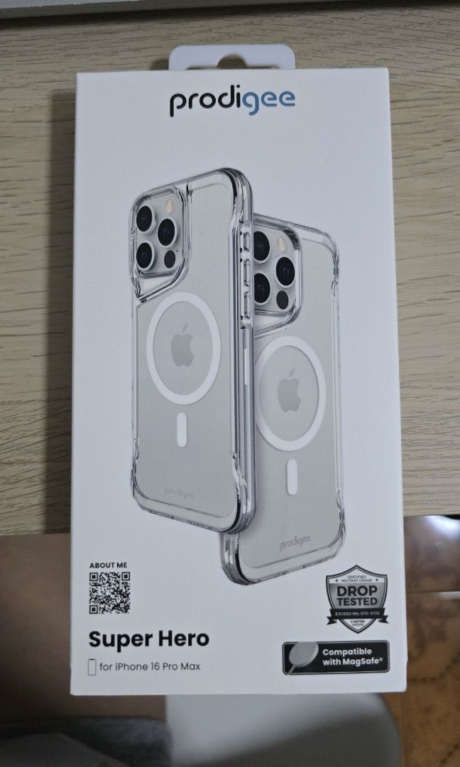Brandnew Prodigee Super Hero Clear Case for iPhone 16 Pro Max (Category: Cases & Sleeves) located in Quezon City. Submitted by violet_08 (Listing ID 1387638978, Image 2). Description: For sale only Brandnew Prodigee Super Hero Case for iPhone 16 Pro Max Super Clear Magsafe compatible 100% authentic prodigee Unused Brandnew.