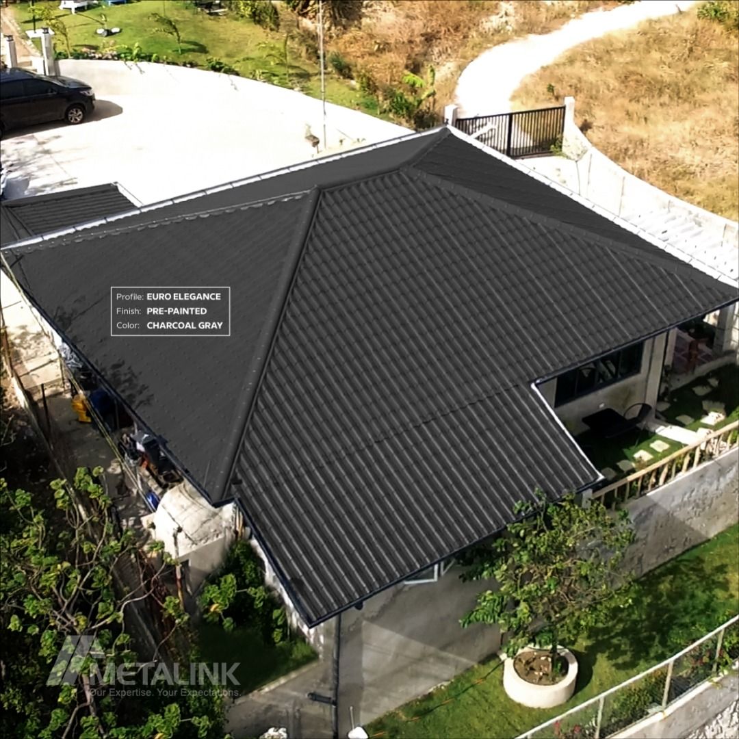 CLASSIC TILE ROOF - EURO ELEGANCE (Category: Construction & Building Materials) located in Quezon City. Submitted by metalinkcorp (Listing ID 1229878685, Image 2). Description: EURO ELEGANCE is designed with a double-lapped anti-leak feature that effectively prevents water seepage. Additionally, each roof panel comes from an oven-baked color-coated coil that ensures protection from rust. Key specifications: Depth of step in tile: 15mm Effective w