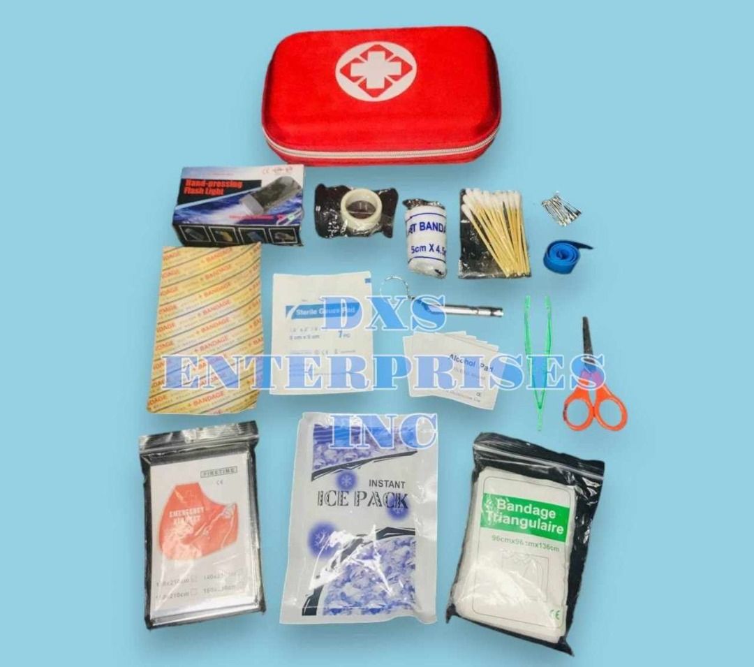 FIRST AID BAG/SURVIVAL KIT BAG- HARD CASE (Category: Medical Supplies & Tools) located in Quezon City. Submitted by andrea_dxs (Listing ID 1387580241, Image 1). Description: BUY NOW “DXS ENTERPRISES INC.” WE ACCEPT RETAIL AND BULK ORDERS!! WE SHIP NATIONWIDE!!!! PACKAGE INCLUDES: Hard Case-Eva Bag Band Aid Triangular Bandage Surgical Tape PBT Bandage 5cm x 4.5cm Gauze pad 5x5cm, Alcohol Swabs Cotton Swabs Emergency Blanket Whistle Emergency Flash