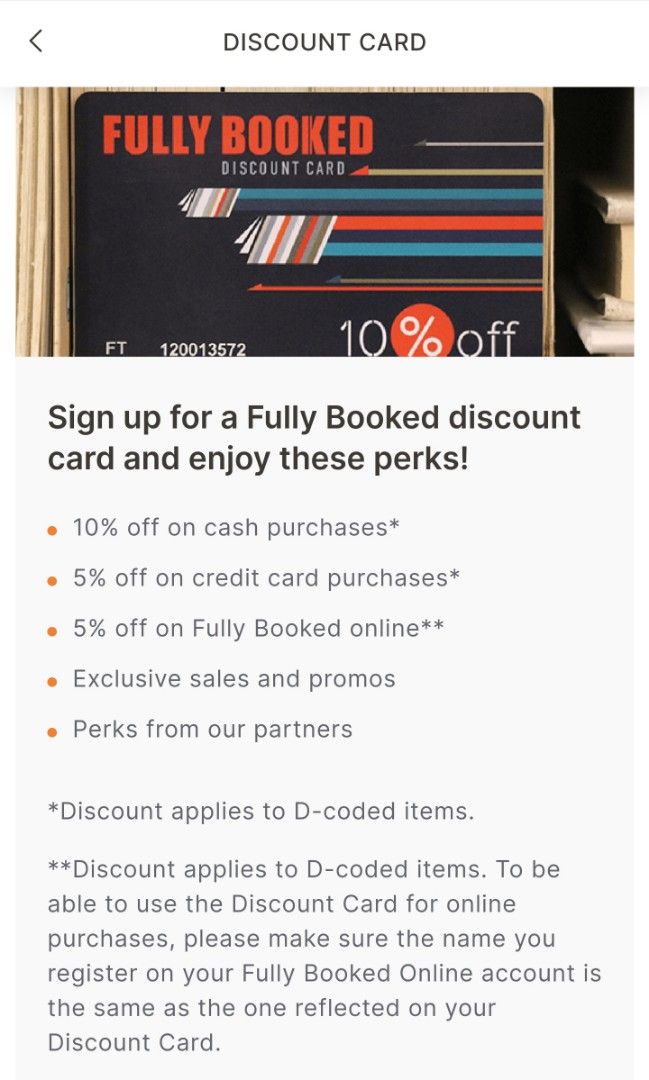 Fully Booked Discount Card (Category: Vouchers) located in Lipa City. Submitted by prelovedbyavrey (Listing ID 1387612745, Image 2). Description: Original Price is ₱700.