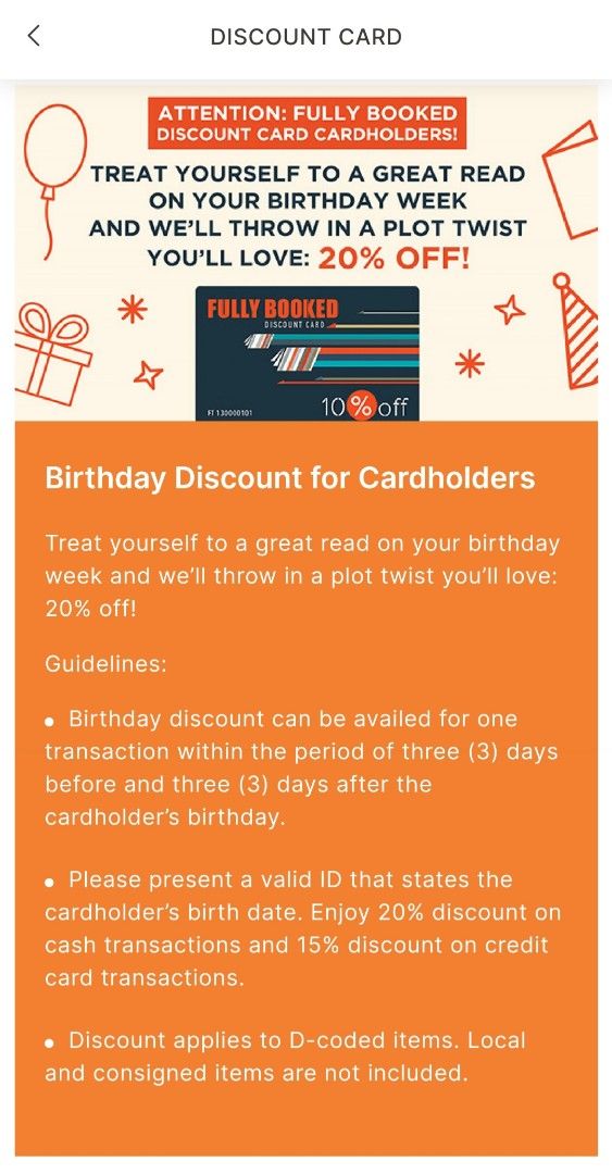 Fully Booked Discount Card (Category: Vouchers) located in Lipa City. Submitted by prelovedbyavrey (Listing ID 1387612745, Image 3). Description: Original Price is ₱700.
