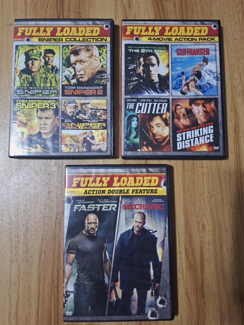 FULLY LOADED 10-Movie DVD Collection (Category: CDs & DVDs) located in Kabankalan. Submitted by Videoshop.ph (Listing ID 1387620037, Image 1). Description: FULLY LOADED 10-Movie DVD Collection Original/Imported from US In excellent condition Sold as set for P500 only MOP: GCASH MOD: J&T.