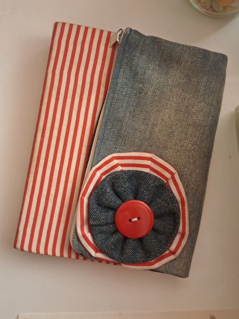 Heisei Retro Denim Notebook (Category: Stationery & School Supplies) located in Las Pinas. Submitted by jaysooyah (Listing ID 1387725934, Image 1). Description: ♡ Denim notebook with attached pencil case^^ ♡ Denim cover has no flaws ♡ Most of the pages are already taken out but a few are still left ♡ can add more pages by sewing them to the spine (that's how the original pages were attached).
