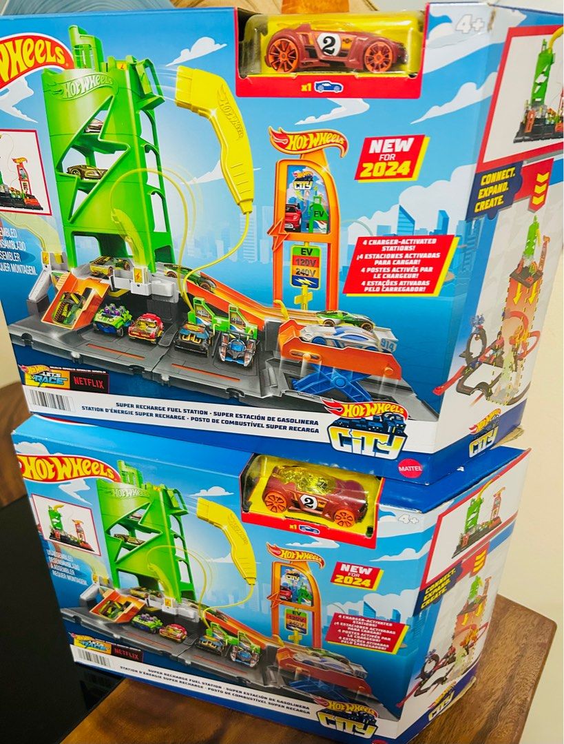 Hot Wheels City Super Recharge Fuel Station Playset; SRP: ₱2999.75 each (Category: Vehicle & Diecast Models) located in Paranaque City. Submitted by kids_league_ph (Listing ID 1387724368, Image 2). Description: ✔️Brand new ✔️Guaranteed Original ✔️Mint packaging ✔️Makes a perfect Christmas or birthday gift for kids and toy collectors (mint packaging) ✔️On hand/ ready to ship Features and details • Drive into the Hot Wheels City Super Recharge Fuel