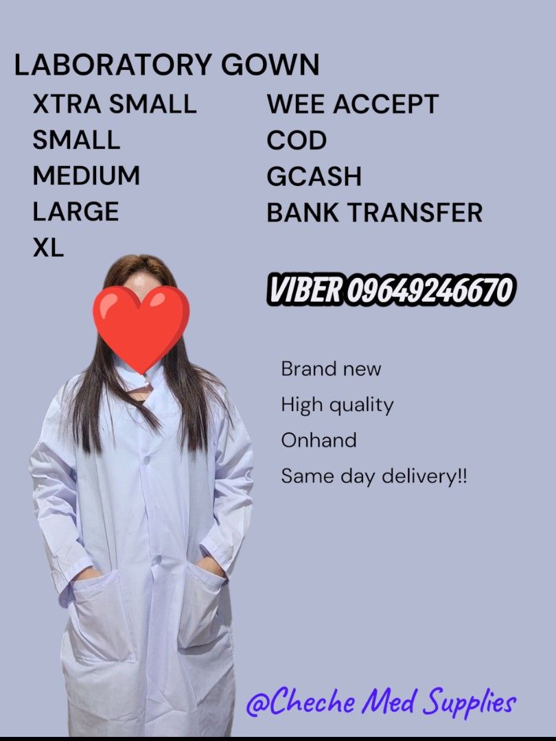 @lab gown ☑️ (Category: Medical Supplies & Tools) located in Manila. Submitted by oplecherly24007 (Listing ID 1387707071, Image 1). Description: Hindi po same price long sleeve & 3/4 pm po sa price thank you ! Delivery Vialalamove Same day delivery po.