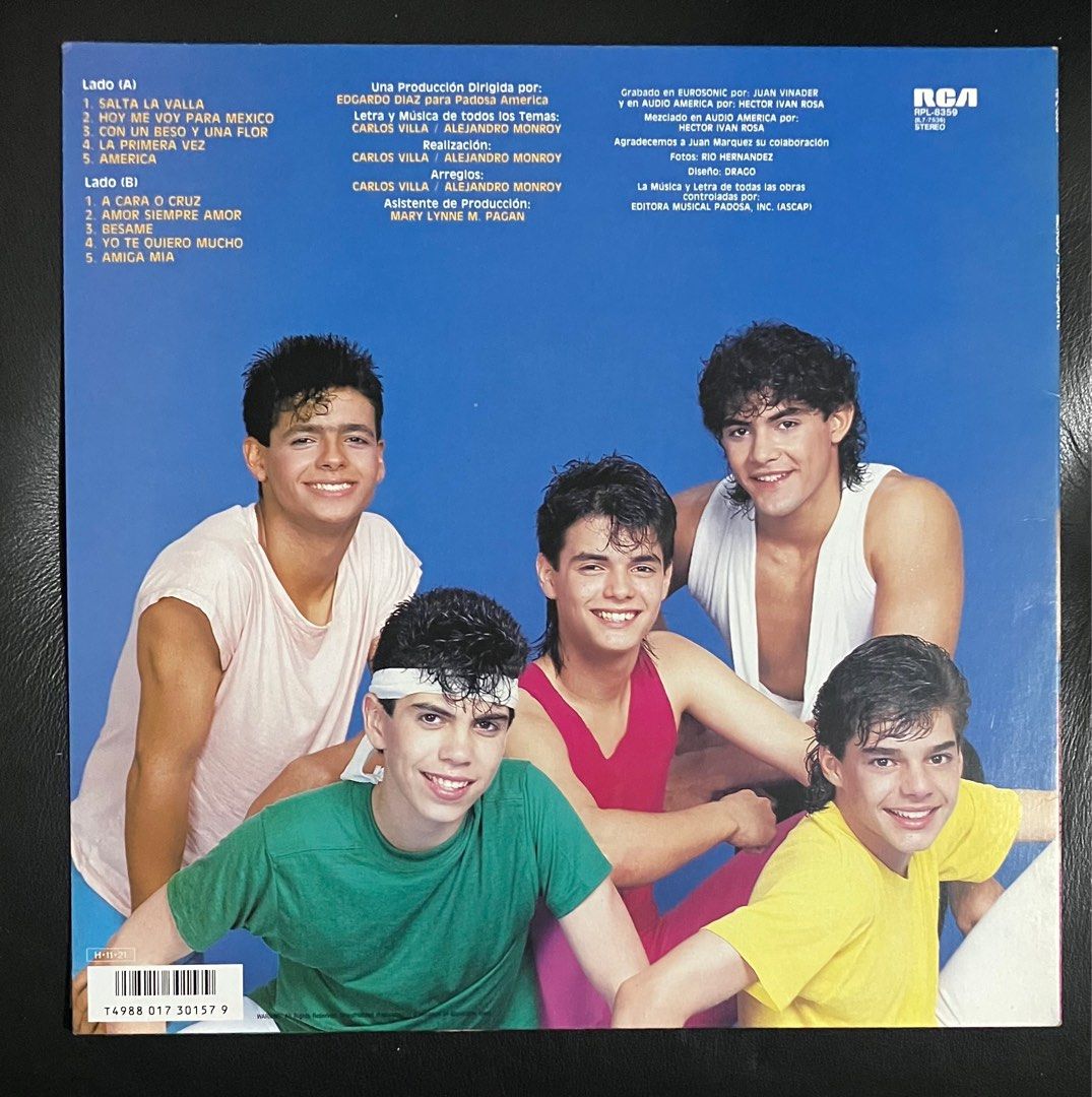 MENUDO Refrescante Vinyl LP (Category: Vinyls) located in Paranaque City. Submitted by d33t00 (Listing ID 1387602227, Image 2). Description: MENUDO Refrescante Vinyl LP Tracklist: A1 Salta La Valla A2 Hoy Me Voy Para Mexico A3 Con Un Beso Y Una Flor A4 La Primera Vez A5 America B1 A Cara O Cruz B2 Amor Siempre Amor B3 Besame B4 Yo Te Quiero Mucho B5 Amiga Mia Japan pressing, 1986 Outer sleeve and Vinyl in Excellent condition Preferred meet up at 