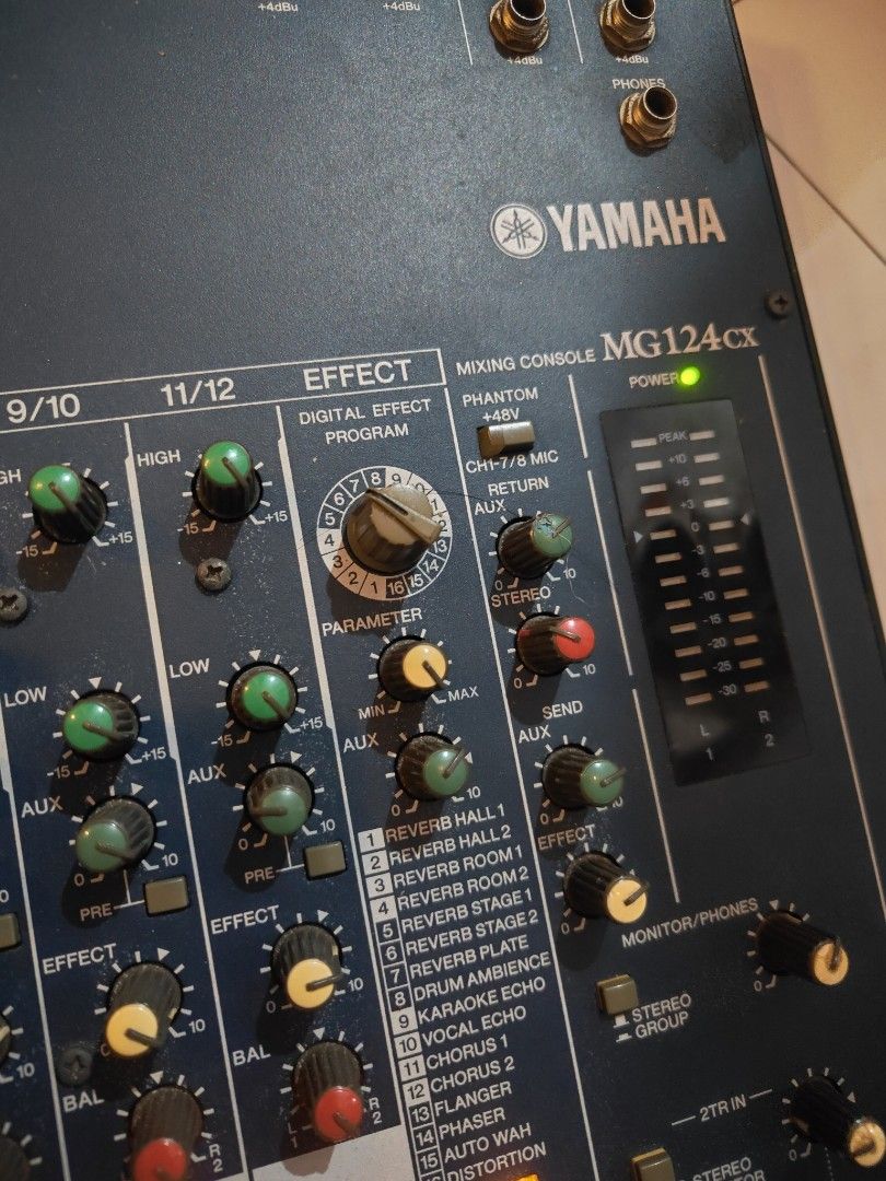 Original Yamaha MG124CX 12-Input Stereo Mixer with Compression and Effects (Category: Other Audio Equipment) located in Taguig. Submitted by mixxstuffsshopii (Listing ID 1387629202, Image 2). Description: Original Yamaha MG124CX 12-Input Stereo Mixer with Compression and Effects Very Good Condition All buttons working Php 18,500 Location : Central Signal Taguig.