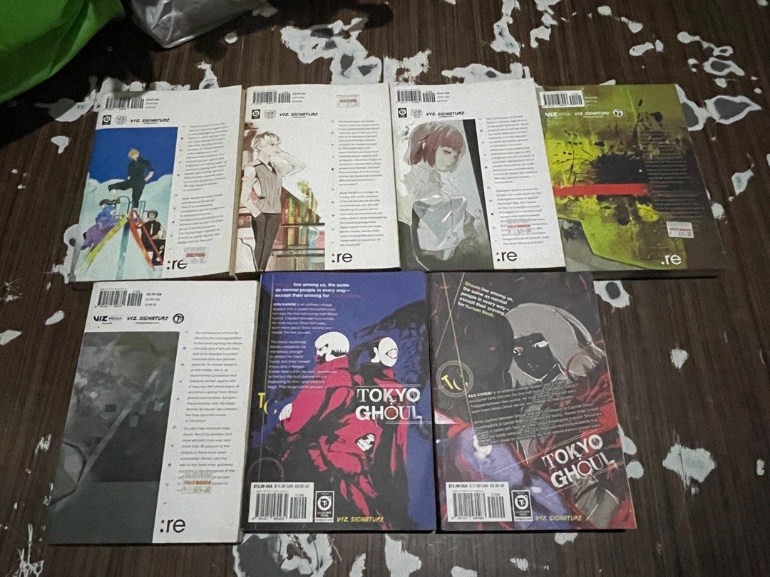 Pre-loved Tokyo Ghoul Manga (Category: Comics & Manga) located in Makati City. Submitted by subcorpion27 (Listing ID 1380457216, Image 2). Description: Some of the volumes are slightly yellowed or have minor dents, but they’re still in good condition. Tokyo Ghoul and Tokyo Ghoul: re Manga. ₱280 each! Or SET (Take it All) for ₱1700 If you’re interested or need more info, feel free to DM me..