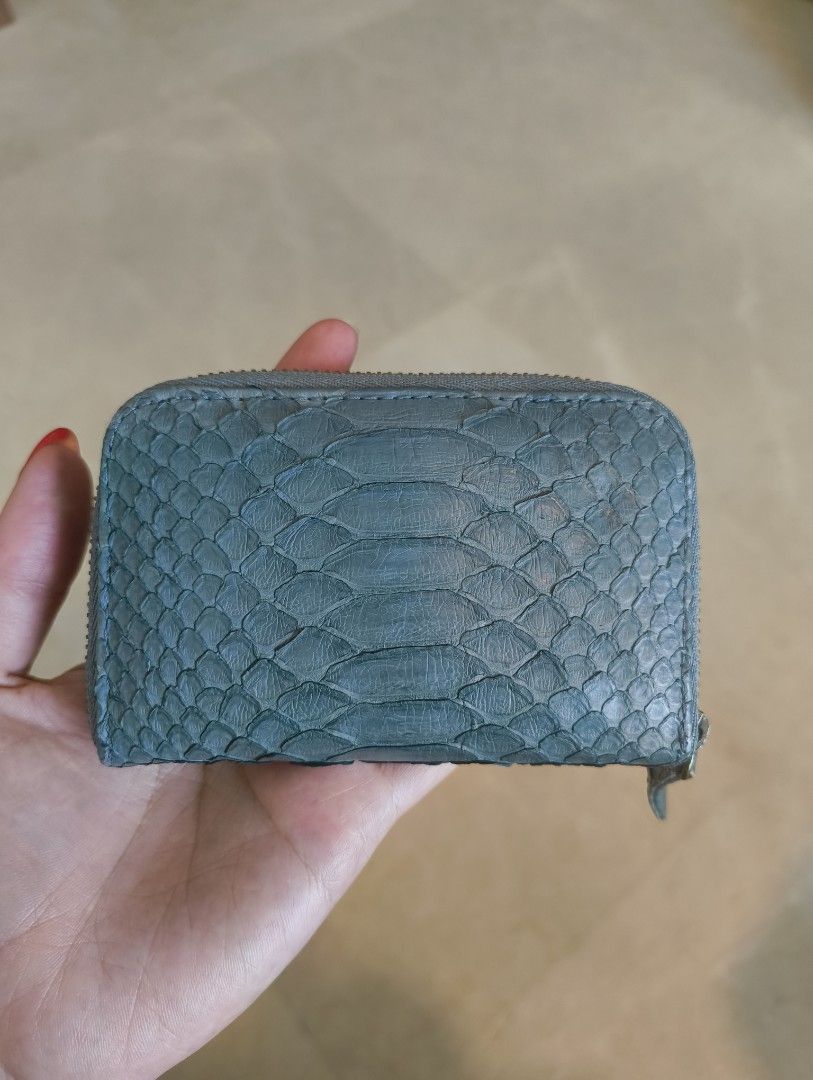 Python Skin Zip Around Wallet (Category: Wallets & Card Holders) located in Singapore. Submitted by slur (Listing ID 1387547222, Image 2). Description: - Genuine python skin wallet - Stylish zip-around design - Gorgeous blue-grey colour - Dark fabric interior - Perfect for cards and cash - Excellent condition - Unisex .