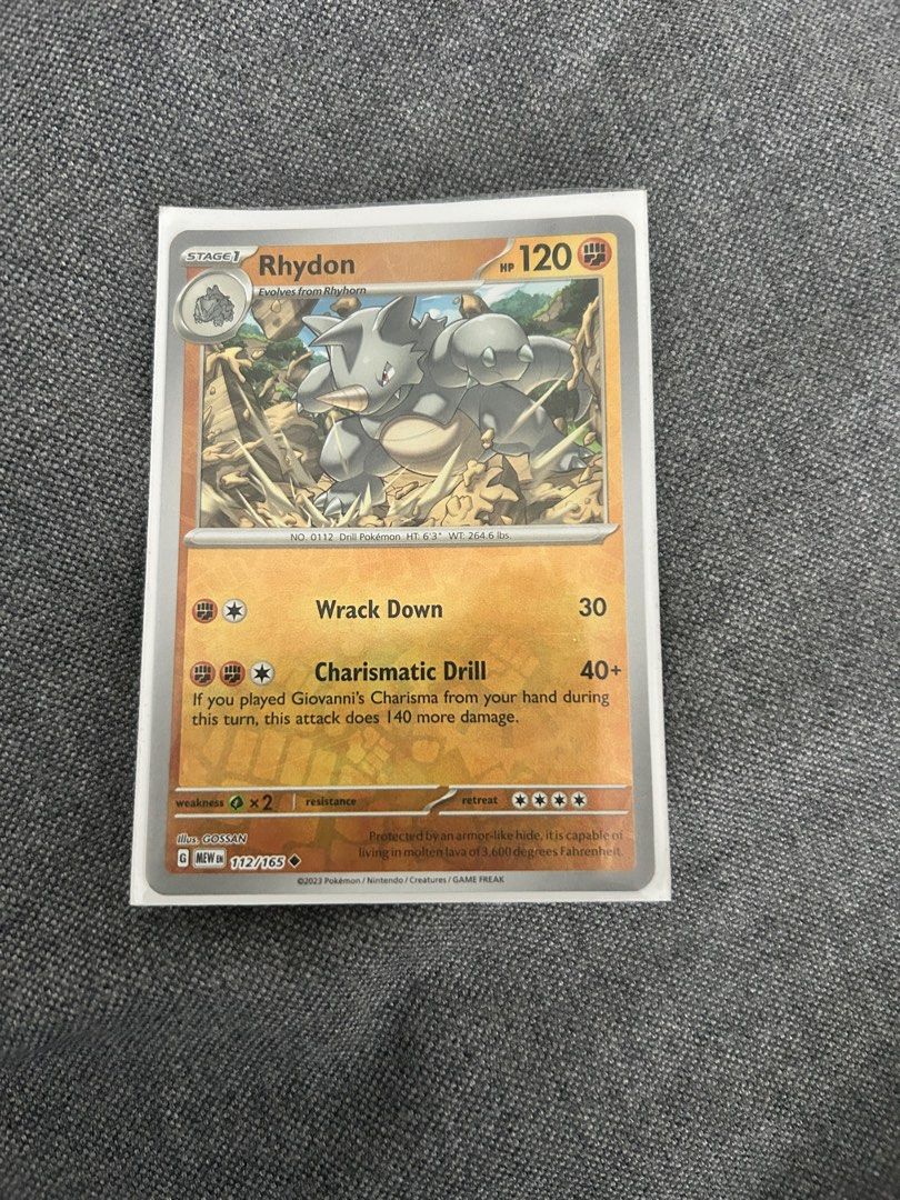 Reverse holo Rhydon 151 (Category: Raw Cards) located in Singapore. Submitted by domdill1990 (Listing ID 1387621686, Image 1). Description: Brand new from packaging. PM for details.