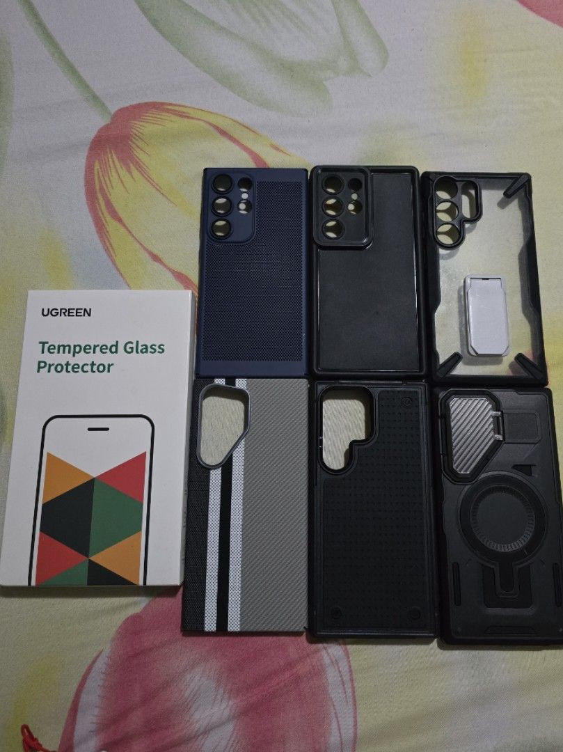 Various S24 Ultra Cases and Screen Protector (Category: Cases & Sleeves) located in Quezon City. Submitted by kacheek17 (Listing ID 1387665112, Image 1). Description: Get all items shows on the picture for only 2000 pesos!! Can also sell it individually includes: 6 pcs cases for samsung s24 ultra SOLD!!!! 2pcs tempered glass protector for samsung s24 ultra.