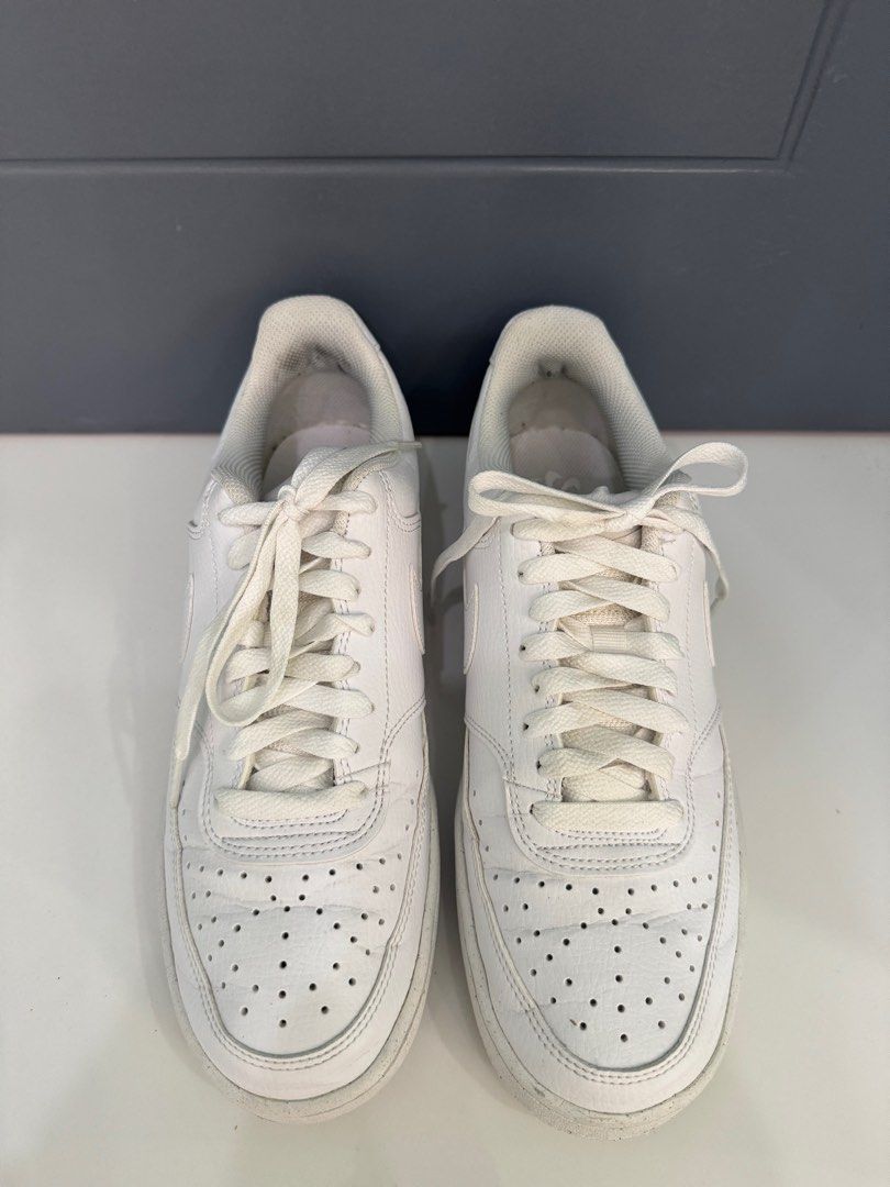 White Nike Court Vision Low (Category: Sneakers) located in Quezon City. Submitted by 2ndtake (Listing ID 1387605141, Image 3). Description: From Google: Design Inspiration: The design of the Nike Court Vision Low is inspired by classic 1980s basketball footwear, blending retro court style with modern comfort. Upper Material: The upper typically features a combination of real and synthetic leather, offering durability and a clean aesthetic. Comfo