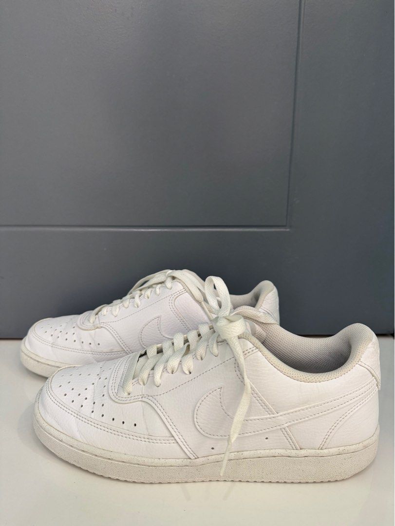 White Nike Court Vision Low (Category: Sneakers) located in Quezon City. Submitted by 2ndtake (Listing ID 1387605141, Image 1). Description: From Google: Design Inspiration: The design of the Nike Court Vision Low is inspired by classic 1980s basketball footwear, blending retro court style with modern comfort. Upper Material: The upper typically features a combination of real and synthetic leather, offering durability and a clean aesthetic. Comfo