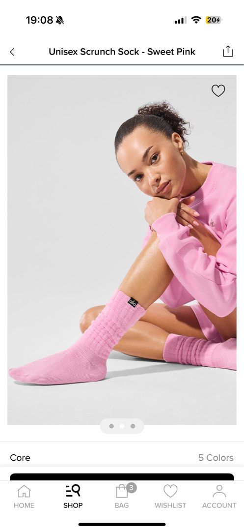 Alo Yoga Scrunch Socks (Category: Socks & Tights) located in Singapore. Submitted by babadadada (Listing ID 1384352834, Image 3). Description: Sweet Pink Retails at $45 Selling cheap!.