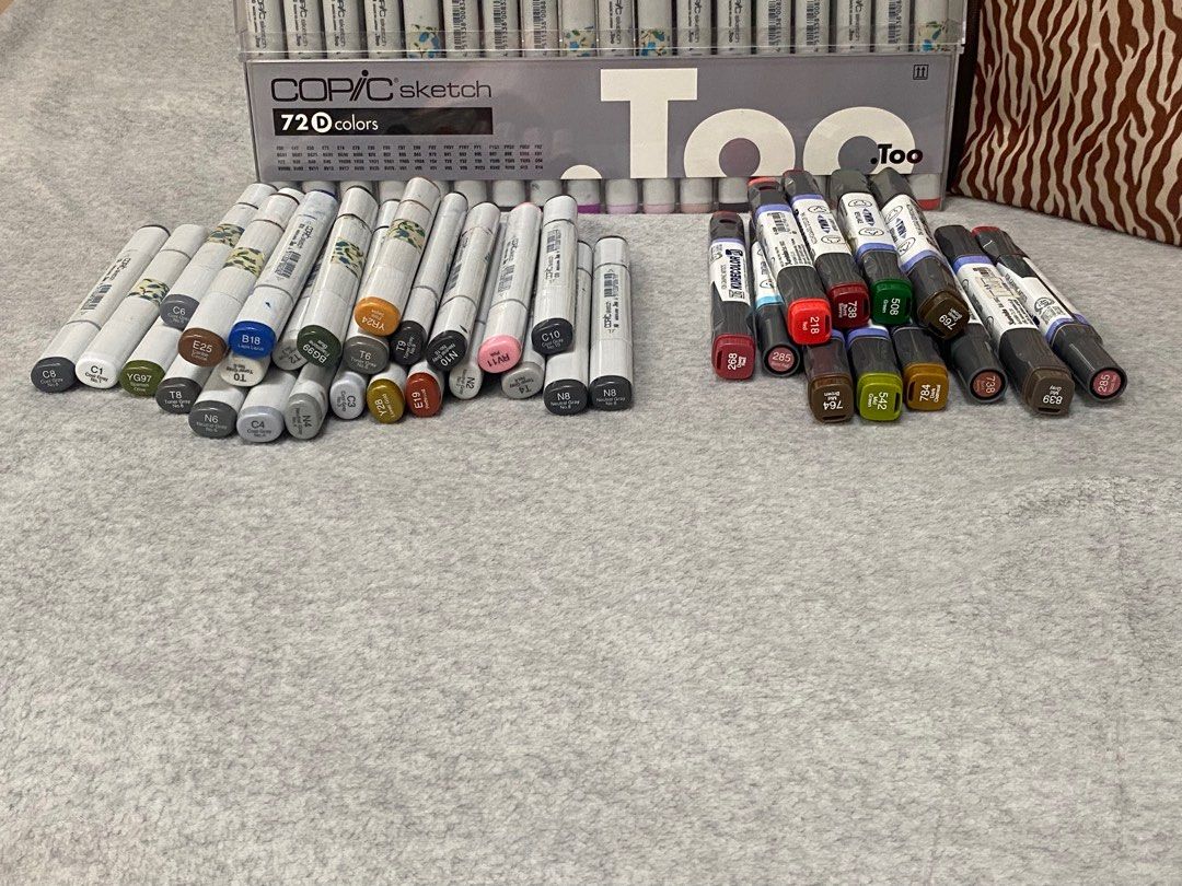 Copic Sketch and Kurecolor Markers (Category: Craft Supplies & Tools) located in Pasig City. Submitted by jmdcamacho (Listing ID 1384136764, Image 3). Description: 72+27 Copic Markers + 12 Kurecolor marker Total of 111 colors Negotiable!!! Original Price of Copic Set D: 22,800 Copic/pc : 350 Kurecolor/pc: 150 (Total original price: 34,050) Total of markers that needs refill: 27 copic sketch Kurecolor: good as new Check swatches for colors that ne