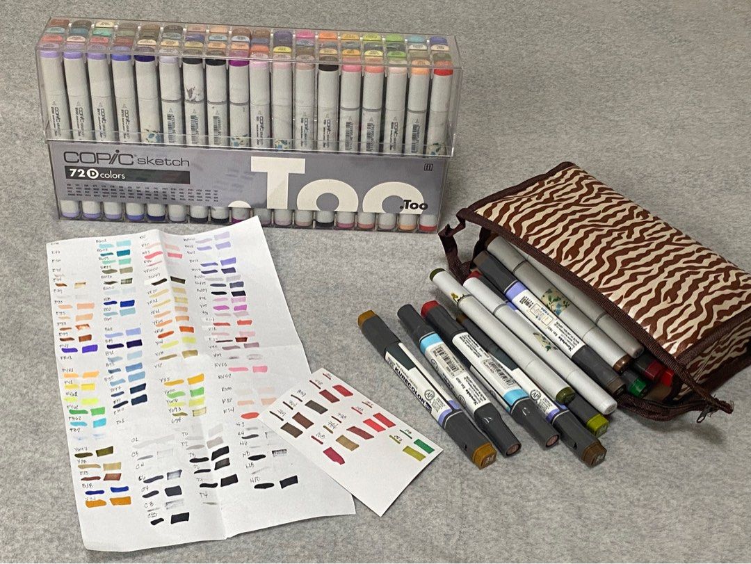 Copic Sketch and Kurecolor Markers (Category: Craft Supplies & Tools) located in Pasig City. Submitted by jmdcamacho (Listing ID 1384136764, Image 1). Description: 72+27 Copic Markers + 12 Kurecolor marker Total of 111 colors Negotiable!!! Original Price of Copic Set D: 22,800 Copic/pc : 350 Kurecolor/pc: 150 (Total original price: 34,050) Total of markers that needs refill: 27 copic sketch Kurecolor: good as new Check swatches for colors that ne