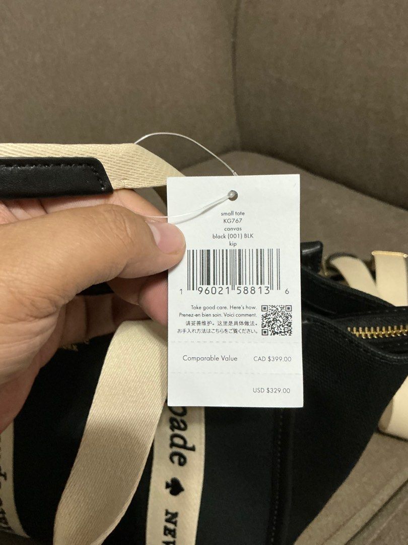 Kate Spade Kip Small Tote - Black Canvas (Category: Luxury Bags & Wallets) located in San Pedro. Submitted by misslumi (Listing ID 1384405509, Image 2). Description: Brand new from US! Kate Spade Kip Canvas Small Tote - Black complete with packaging and strap. Style Number KG767 Measurements Length: 10.16" Height: 8.8" Width: 6.4" Materials Canvas Two way script logo lining Handle Handle drop: 5.5" Strap Strap drop: 24" fully extended Features In