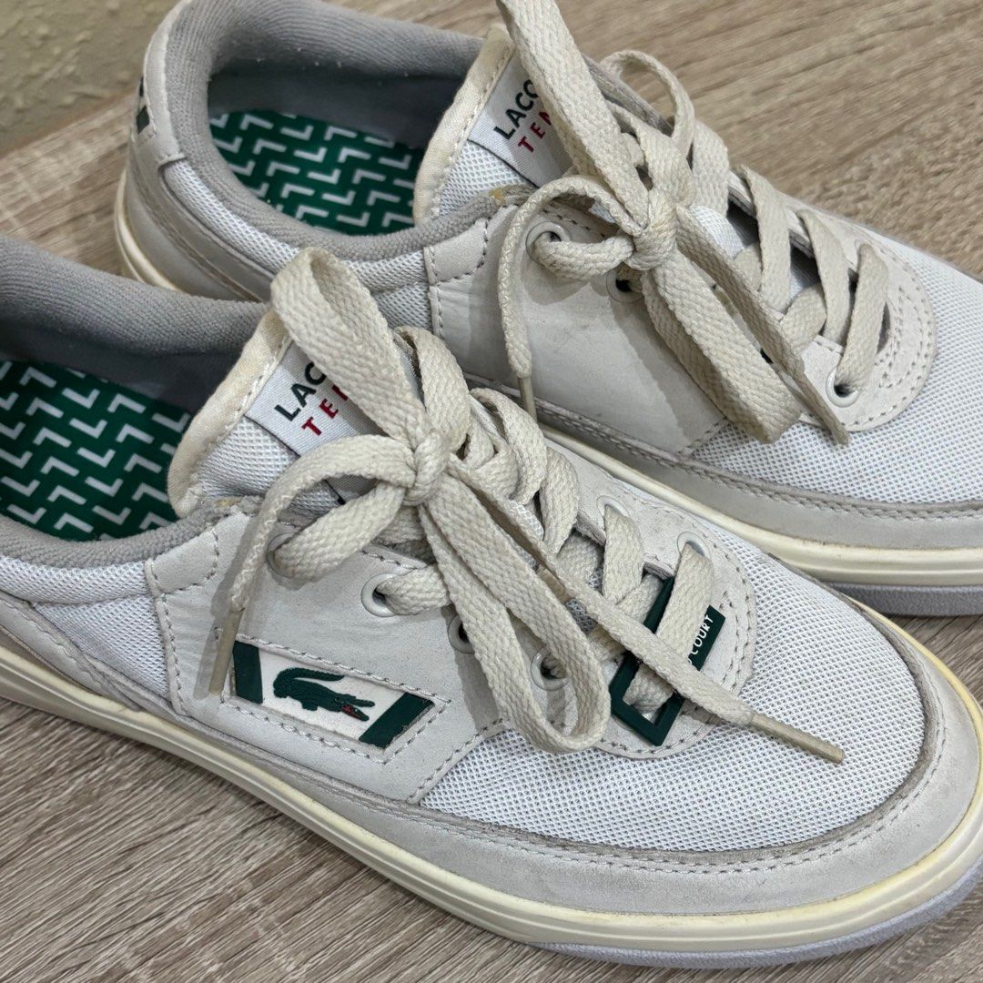 Lacoste G80 Og Leather and Textile Sneakers (Category: Sneakers) located in Bocaue. Submitted by parsimonybysf (Listing ID 1384253289, Image 3). Description: Authentic Lacoste! Bought from Dutyfree - no issues/used once lang - size 36.5 - w/o box - needs cleaning lang rfs: need funds.
