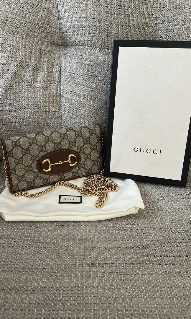 Preloved VGC Gucci horsebit 1955 woc in beige/ebony/brown Size