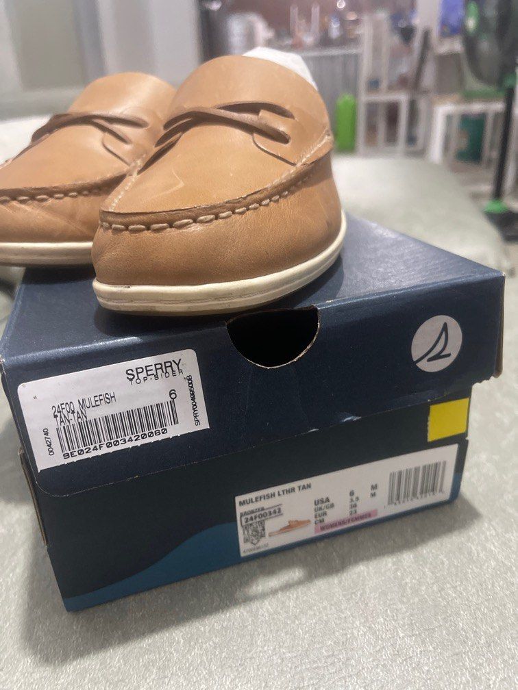 Sperry Mulefish Leather Boat Shoe Tan (Category: Loafers) located in Manila. Submitted by triciadizo50256 (Listing ID 1376802093, Image 3). Description: used once bought for 4,995 complete with box size 6 wmns.