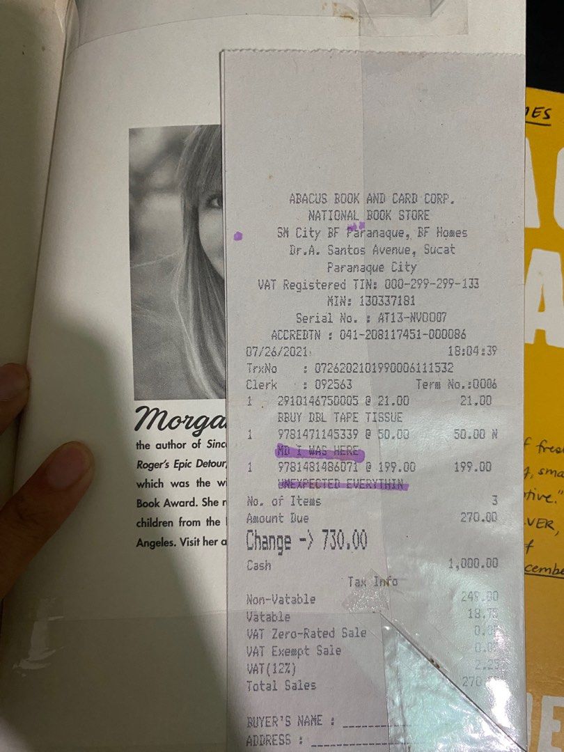 The Unexpected Everything by Morgan Matson (Category: Storybooks) located in Manila. Submitted by cleobylala (Listing ID 1384393592, Image 2). Description: For sale The Unexpected Everything by Morgan Matson Still have the receipt ₱90 na lang 🙂 Loc: North cal Mop: Gcash/Maya/Bank Transfer Mod: Lalamove/jnt/ggx.