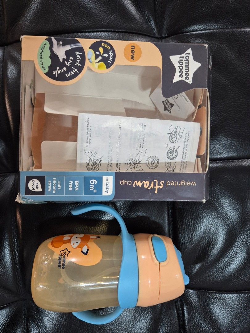 Tommee Tippee Weighted Straw 2 Handle Cup 240ml (Category: Weaning & Toddler Feeding) located in Santa Maria. Submitted by jazzpph (Listing ID 1384238666, Image 2). Description: Tommee Tippee Weighted Straw 2 Handle Cup 240ml ✅️With Box and Manual, Lightly Used, No Flaws ✅️Original Price: P650 ✅️Weighted silicone straw for 360° drinking ✅️No spurt ✅️Gentle straw perfect for babies' and toddlers' sensitive gums ✅️BPA-free, suitable for sterilizati