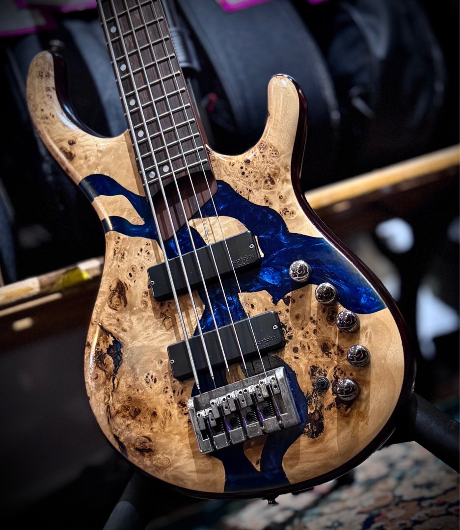 USED GEAR Cort Artisan Persona 5 Blue Resin Burl Bass Guitar, Hobbies ...