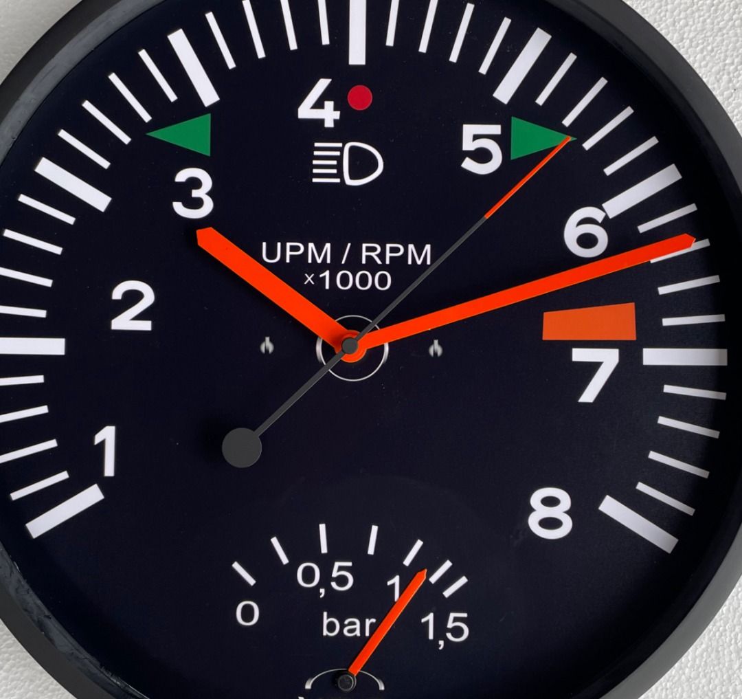 911 993 Turbo Wall Clock - Tachometer Inspired Dash Instrument (Category: Clocks) located in Pasig City. Submitted by vintagearticle_stone (Listing ID 1387894564, Image 1). Description: WALL CLOCK (Standard - Speedmaster Inspired) Standard: P2150 (12 i nches) / P2850 (14 inches)+ Sweep Movement (High-Torque) Indices: Correct 12 hour indices Speedometer-Inspired Art Impression wall clock. SIZE: Choice of 12 or 14 nches. DIAL : HD Outer Strength Pr