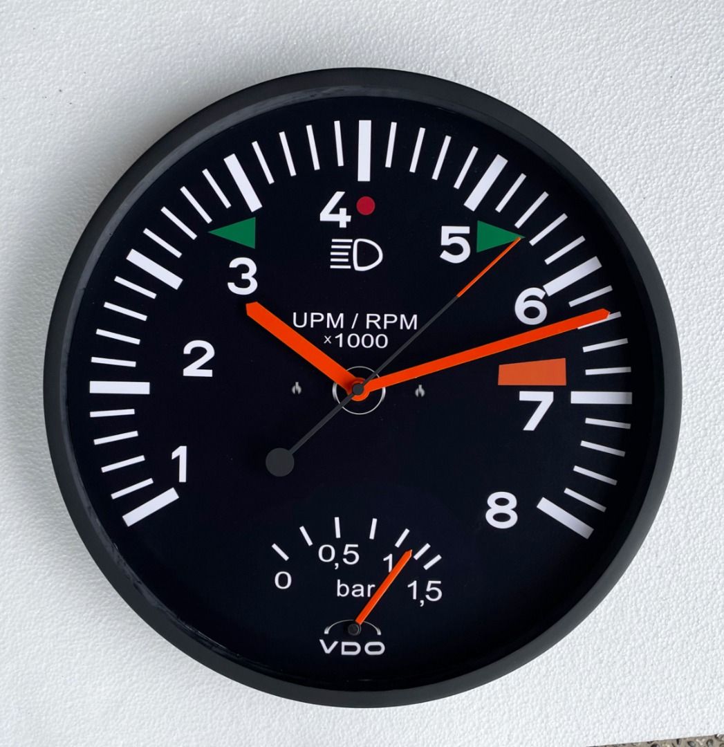 911 993 Turbo Wall Clock - Tachometer Inspired Dash Instrument (Category: Clocks) located in Pasig City. Submitted by vintagearticle_stone (Listing ID 1387894564, Image 2). Description: WALL CLOCK (Standard - Speedmaster Inspired) Standard: P2150 (12 i nches) / P2850 (14 inches)+ Sweep Movement (High-Torque) Indices: Correct 12 hour indices Speedometer-Inspired Art Impression wall clock. SIZE: Choice of 12 or 14 nches. DIAL : HD Outer Strength Pr