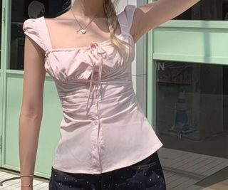 粉色蝴蝶結短袖上衣64220096705283110