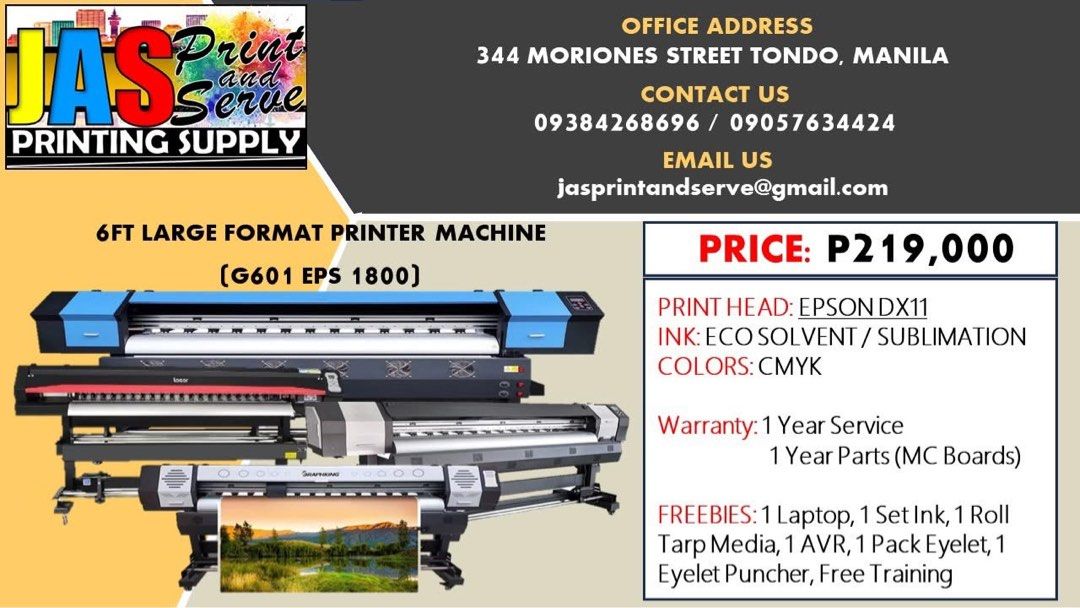 BRAND NEW DX11 (DUAL HEAD) ECO SOLVENT PRINTER MACHINE | SUBLIMATION PRINTER MACHINE LARGE FORMAT PRINTER MACHINE (Category: Printers, Scanners & Copiers) located in Manila. Submitted by annamaricrz_ (Listing ID 1387812962, Image 2). Description: For inquiries 📩 Sales Consultant: ANNA MARIE CRUZ Contact No: 09384268696 .