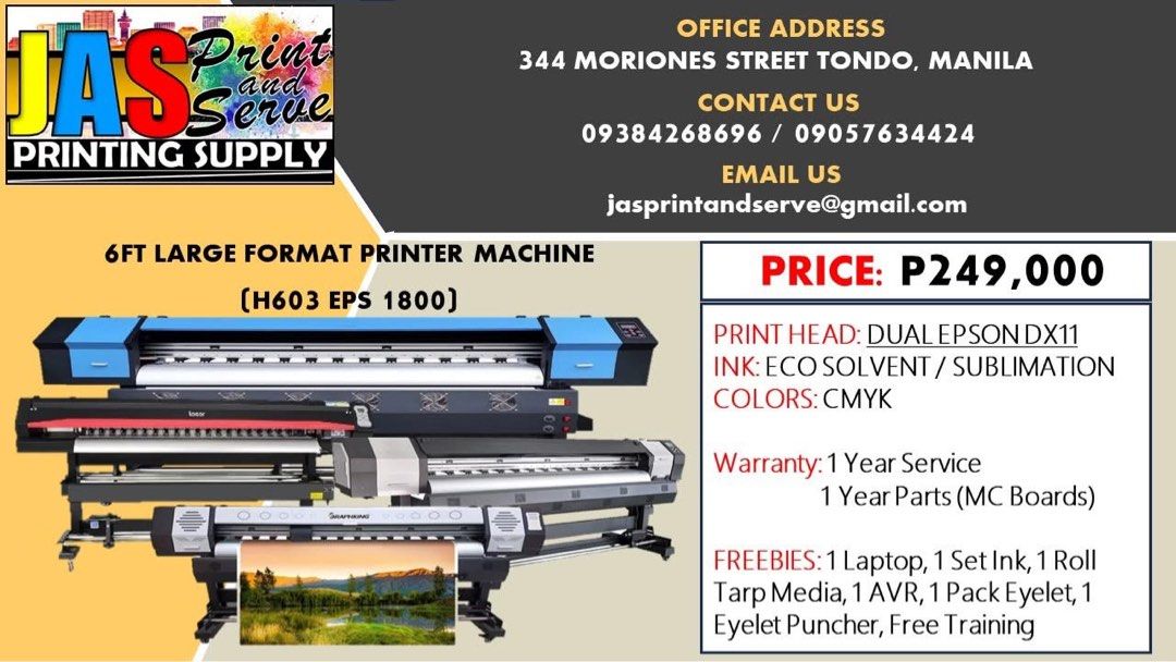 BRAND NEW DX11 (DUAL HEAD) ECO SOLVENT PRINTER MACHINE | SUBLIMATION PRINTER MACHINE LARGE FORMAT PRINTER MACHINE (Category: Printers, Scanners & Copiers) located in Manila. Submitted by annamaricrz_ (Listing ID 1387812962, Image 3). Description: For inquiries 📩 Sales Consultant: ANNA MARIE CRUZ Contact No: 09384268696 .