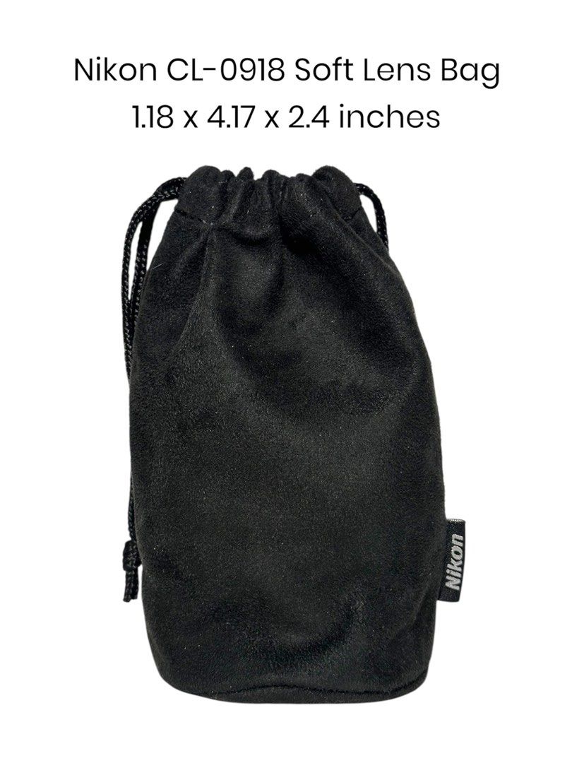 Camera Bag Lens Pouch Nikon (Category: Camera Bags & Carriers) located in Pasig City. Submitted by happyfindsmnl (Listing ID 1387842847, Image 1). Description: Nikon CL-0918 Black Soft Lens Case Pouch 55-200mm VR Authentic Nikon Accessories Padded base for extra lens protection Mint condition Used, no rips, tears, or stains..