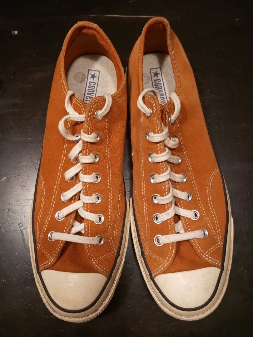 CONVERSE (Authentic) (Category: Sneakers) located in Johor Bahru. Submitted by jas27249 (Listing ID 1387782987, Image 1). Description: #InStock #Authentic #Converse #149443C #CTAS70 #OrangeSuede #70sBlackTag Converse CTAS70 149443C Orange Suede / Low Top Condition 9.8/10 Size 10.5/44.5 MYR286 only COD BATU PAHAT POS J&T DFOD / POSLAJU can nego.