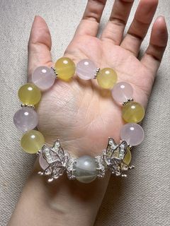 粉水晶金葡萄螢石diy水晶手串   14mm  推薦好靚⭐64240421345027110