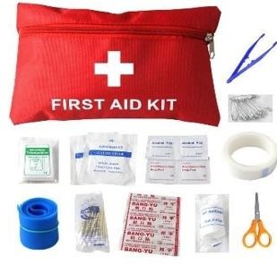 FIRST AID MEDICAL KIT - 35Kits (Category: Medical Supplies & Tools) located in Quezon City. Submitted by zyra26 (Listing ID 1387791534, Image 1). Description: - Material: Waterproof Nylon Cloth - Size: 21X14X5CM Package includes: First Aid Kit Bag (Red), PBT Bandage 5cm X 4.5CM, Triangular bandage, Flat tourniquet, Plastic tweezer, Scissor, Alcohol Pad, Sterile Gauze Pad 2 X 2, Safety Pins, Surgical Tape, Band Aid..