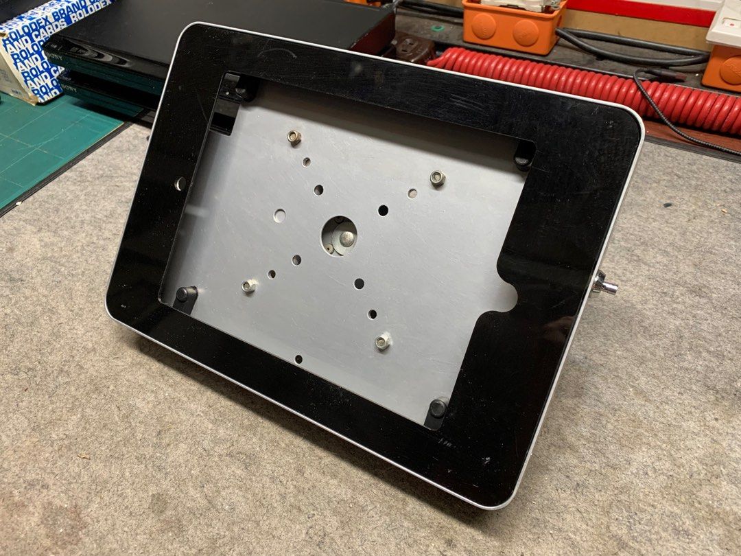 iPad Air Metal Enclosure with Wall or Table Stand 2units (Category: iPad) located in Paranaque City. Submitted by seb_trading (Listing ID 1387865968, Image 3). Description: 2units set full metal frame case heavy duty with lock key imported from Australia best for photobooth use last price for both will not separate Paranaque area.