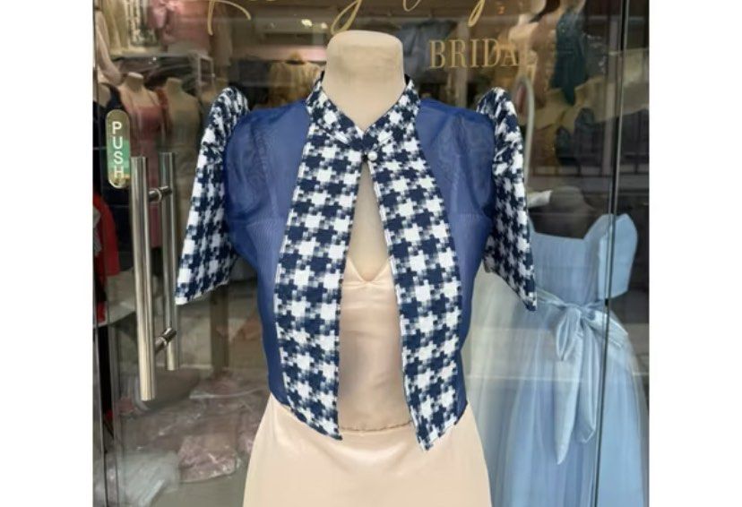 Modern Bolero Filipiniana Medium (Category: Others Tops) located in Hermosa. Submitted by ninangjill (Listing ID 1387802987, Image 1). Description: Bought for 800 pesos Used twice Ethnic design .