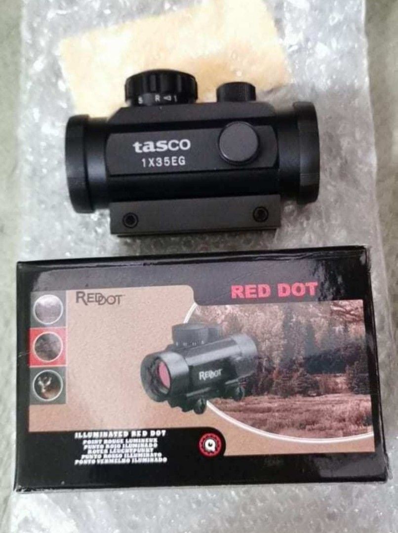 Tasco Scope 1x35EG Red Green Dot (Category: Other Sports Equipment and Supplies) located in Manila. Submitted by philippians143 (Listing ID 1387747169, Image 2). Description: High Quality Brandnew 1X35EG Solid Build Allum Battery Included and Box Wholesale price PM lang po 📩 Loc: Manila / Mandaluyong Payment: Gcash / BDO Delivery: GRAB /LALAMOVE Outside Manila & Provinces: J&T Courier.