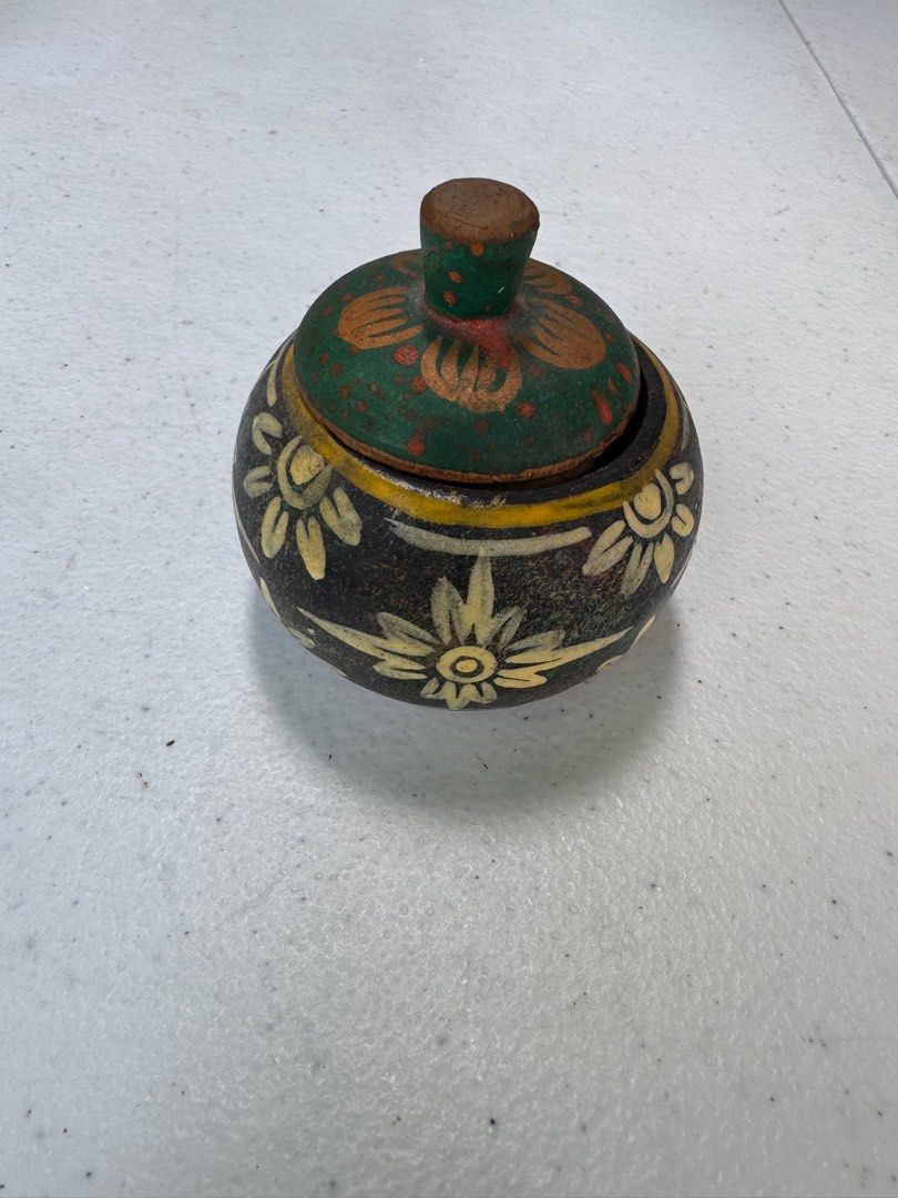 Wooden tea caddy handpainted (Category: Food Organization & Storage) located in Davao. Submitted by parteawares2 (Listing ID 1387772711, Image 3). Description: One piece made in Indonesia handpainted coffee or tea caddy .