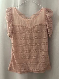 @粉色蕾絲公主袖上衣 心鏈64220096807554110