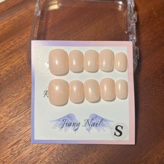 米色細閃 手工穿戴甲 S碼 短方圓豆豆甲 fake nails64209855318915110